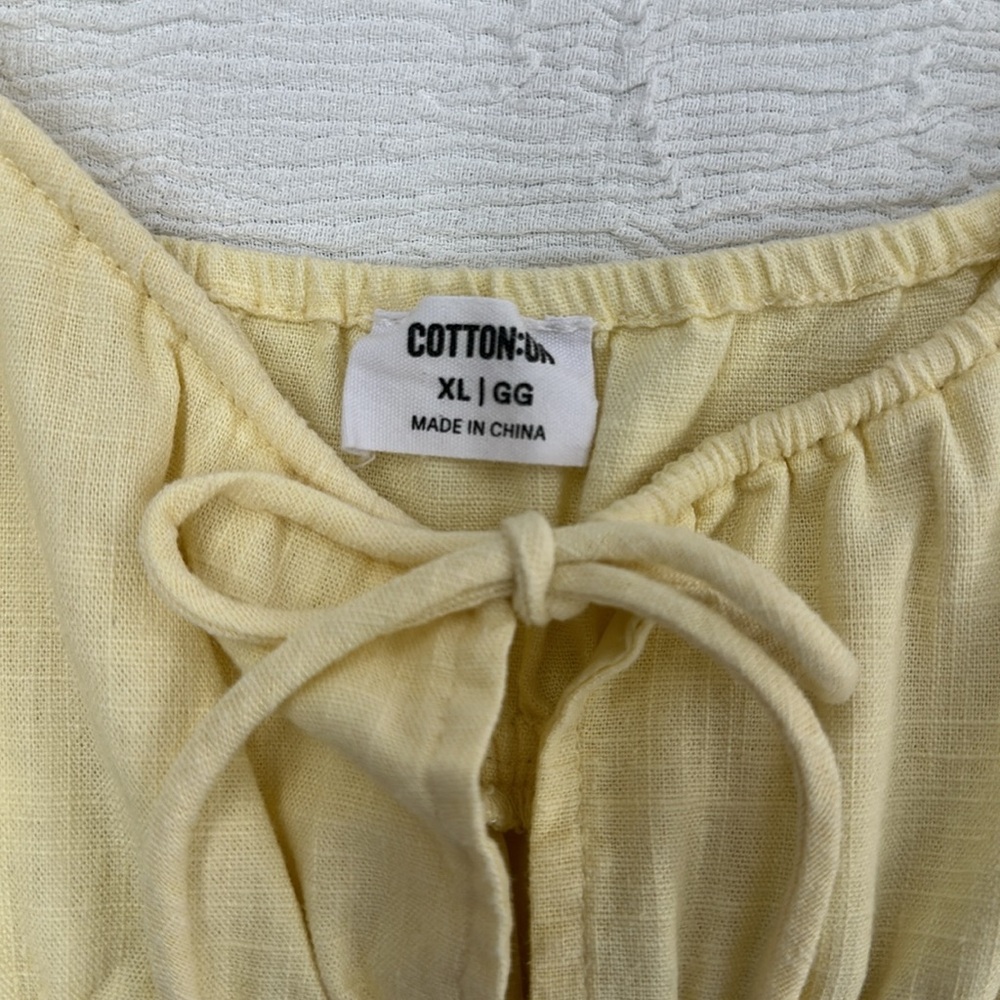 🌼 Cotton On Buttercup Yellow Tie-Front Mini Dress XL ✨ - Picture 4 of 7